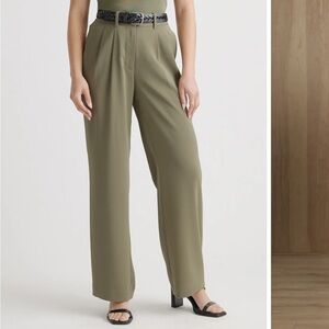 Stretch Crepe Pleated Wide Leg Pants Quince